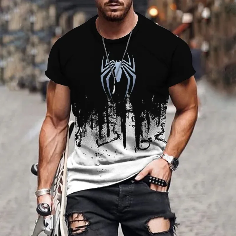 

Fashionable 3D gradient printed T-shirt for men, hip-hop trend Harajuku street casual round neck short sleeved top, summer loose
