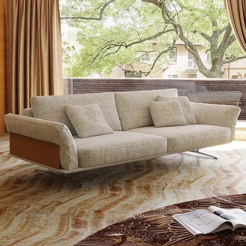 Italian minimalist fabric sofa, new small apartment designer chenille flannel sofa