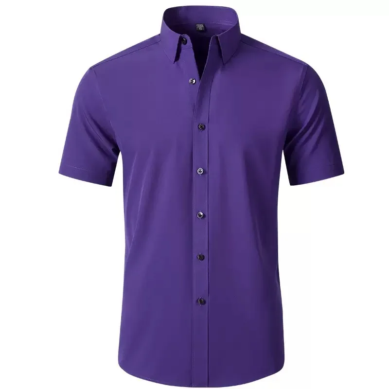 

2025 New short-sleeved shirt for men's business formal wear, casual, no ironing, anti-wrinkle, easy to care for, 8XL large size