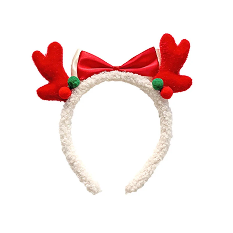 〔CC88〕Christmas Headwear Elk Bow Hair Bands Creative Quirky Antler Hairband Xmas New Year Party Dress Up Headband