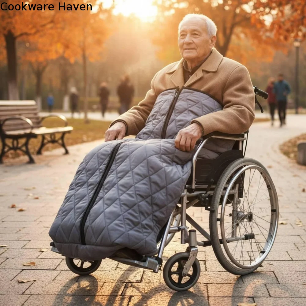 Fleece-Lined Wheelchair Windproof Blanket Zipper Thickened Elderly Leg Warm Blanket Half-covered Stain-resistant