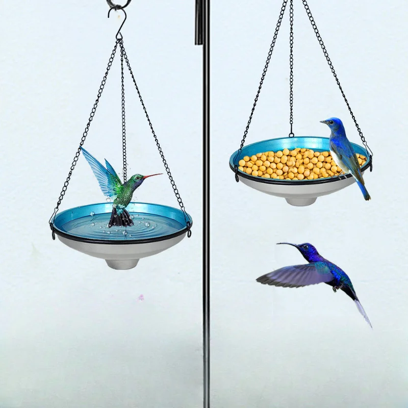 New Outdoor Hanging Water Pump Bird Bath, Bird Food Tray, Hummingbird Water Feeding Tray