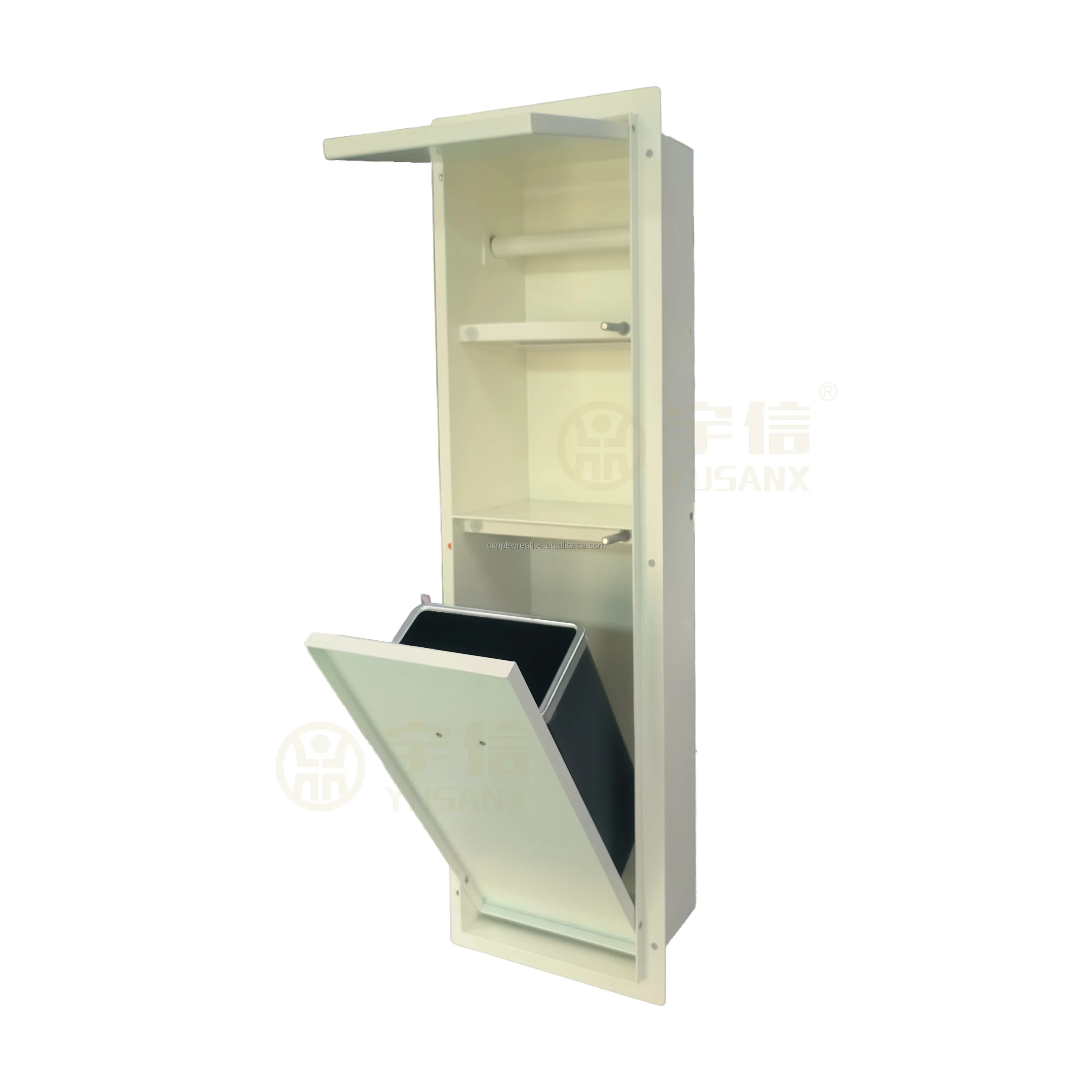 2026 Hidden 304 Stainless Steel Wall-mounted Rimless Niche with Toilet Paper Trash Can Bin Recessed Bathroom