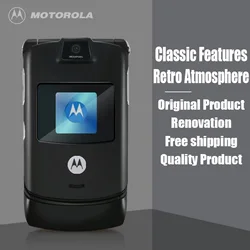 MOTOROLA RAZR V3 Original-Refurbished Unlocked Clamshell Bluetooth Mobile Phone GSM 850/900/1800/1900 Quality 90% Fineness