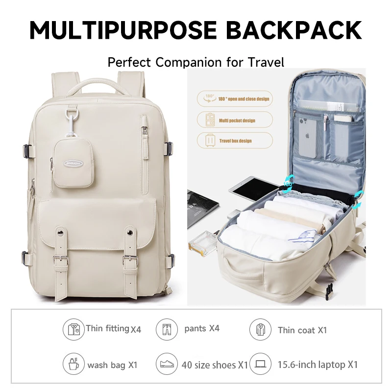 Buylor Travel Backpack For Women Carry On Luggage Business Travel Bag Unisex Fit 15.6inch Laptop Students Schoolbags Waterproof