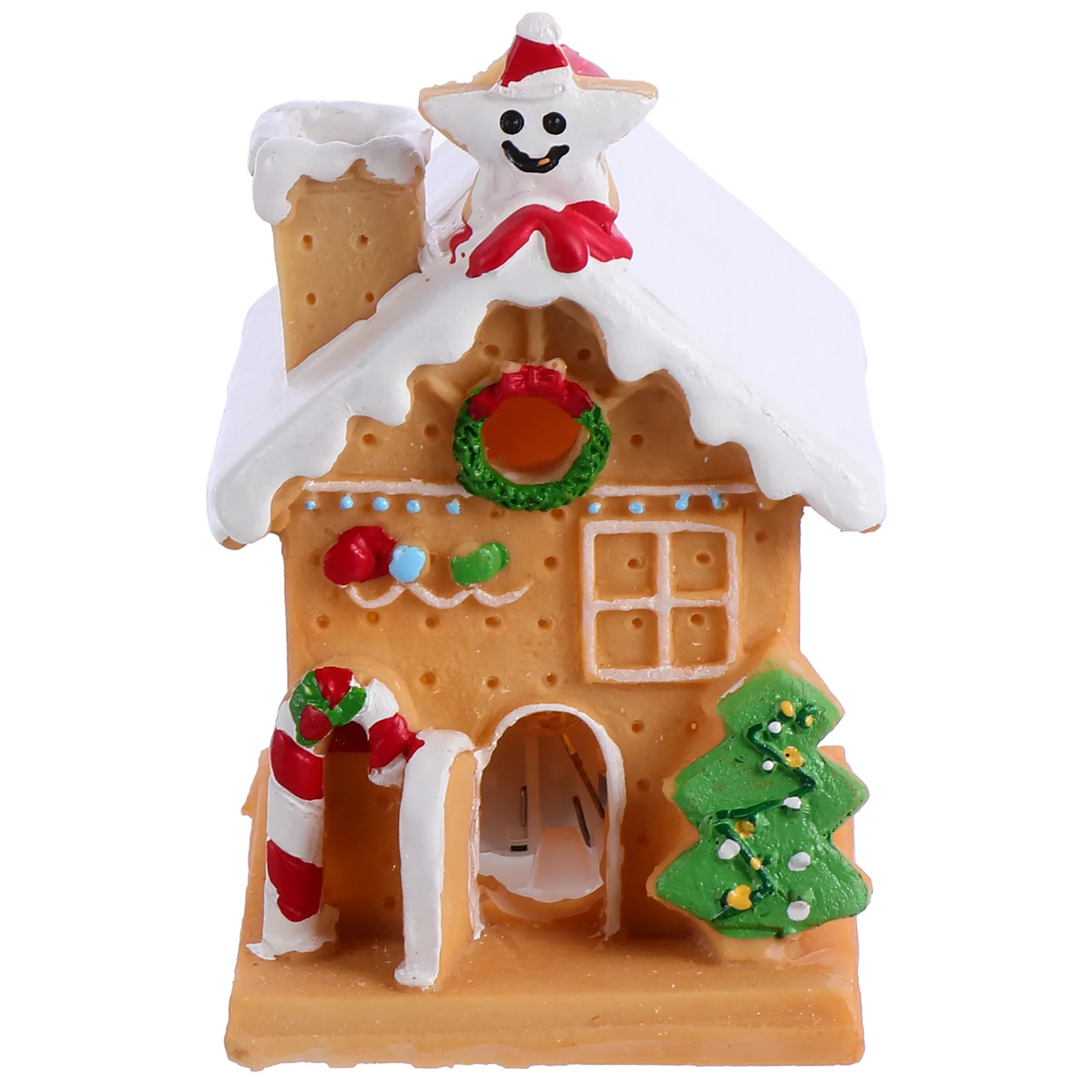 

Glowing Snow House Christmas Cake Decoration naments Toppers Snow Village Luminous House Xmas Supplies Winter Decor
