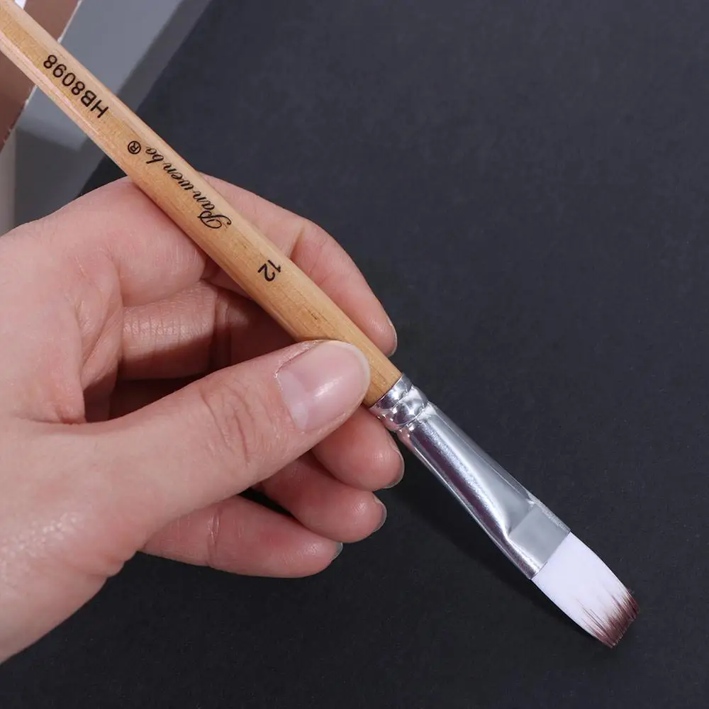 9Pcs/Set Multifunctional Nylon Hair Paintbrush Set Wooden Handle Soft Bristled Watercolor Drawing Brushes Different Shape