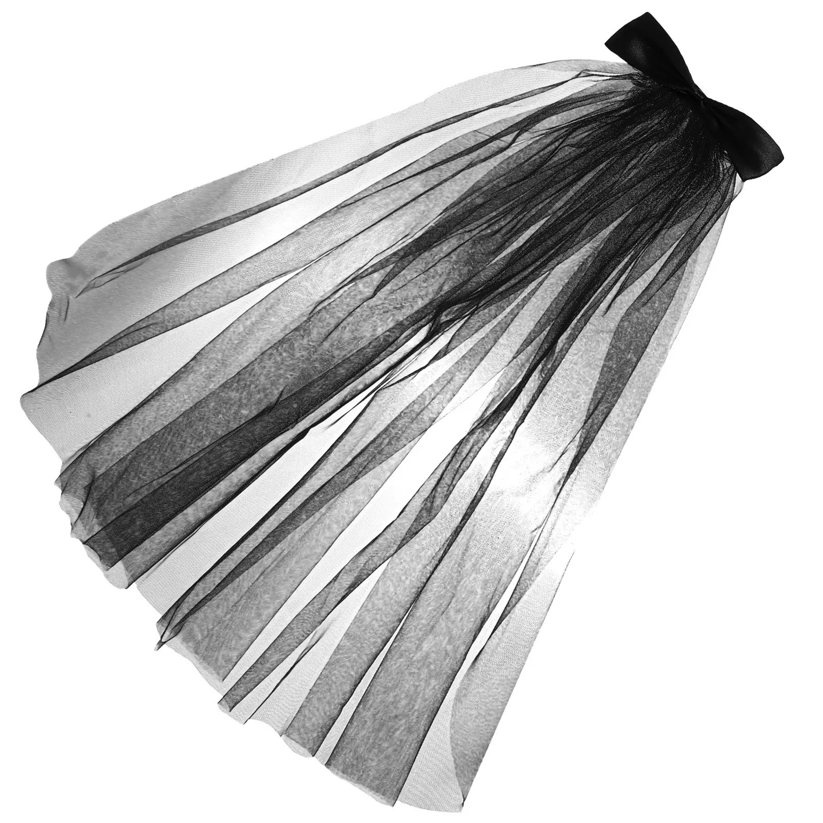Halloween Gothic Veil with Clip for Women Long Dramatic Hair Accessory Costume Party Cosplay Fancy Dress Theme Photography Prop
