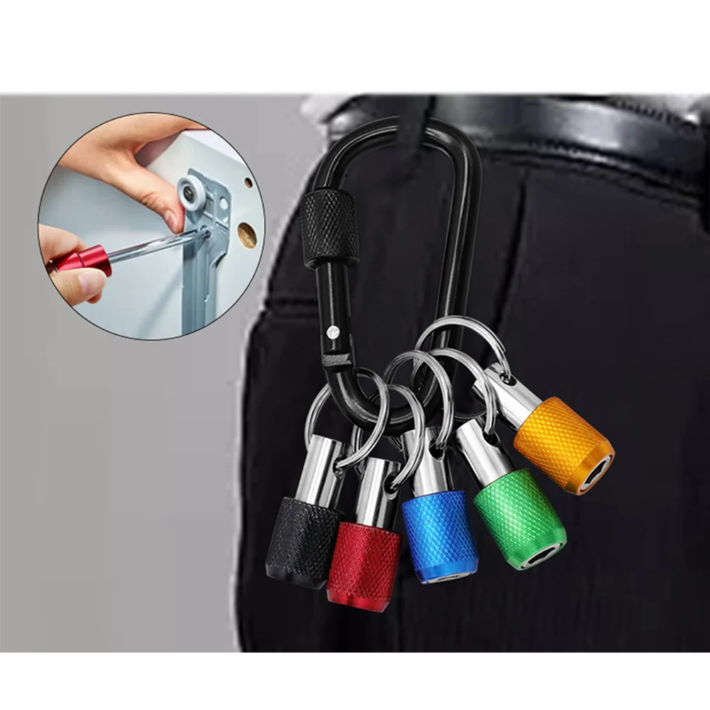 5pcs/Set Keychain Adapter Drill Bit Extension Rod 1/4 Hexagonal Handle Screwdriver Head Quick Release Sleeve Conversion Rod Tool