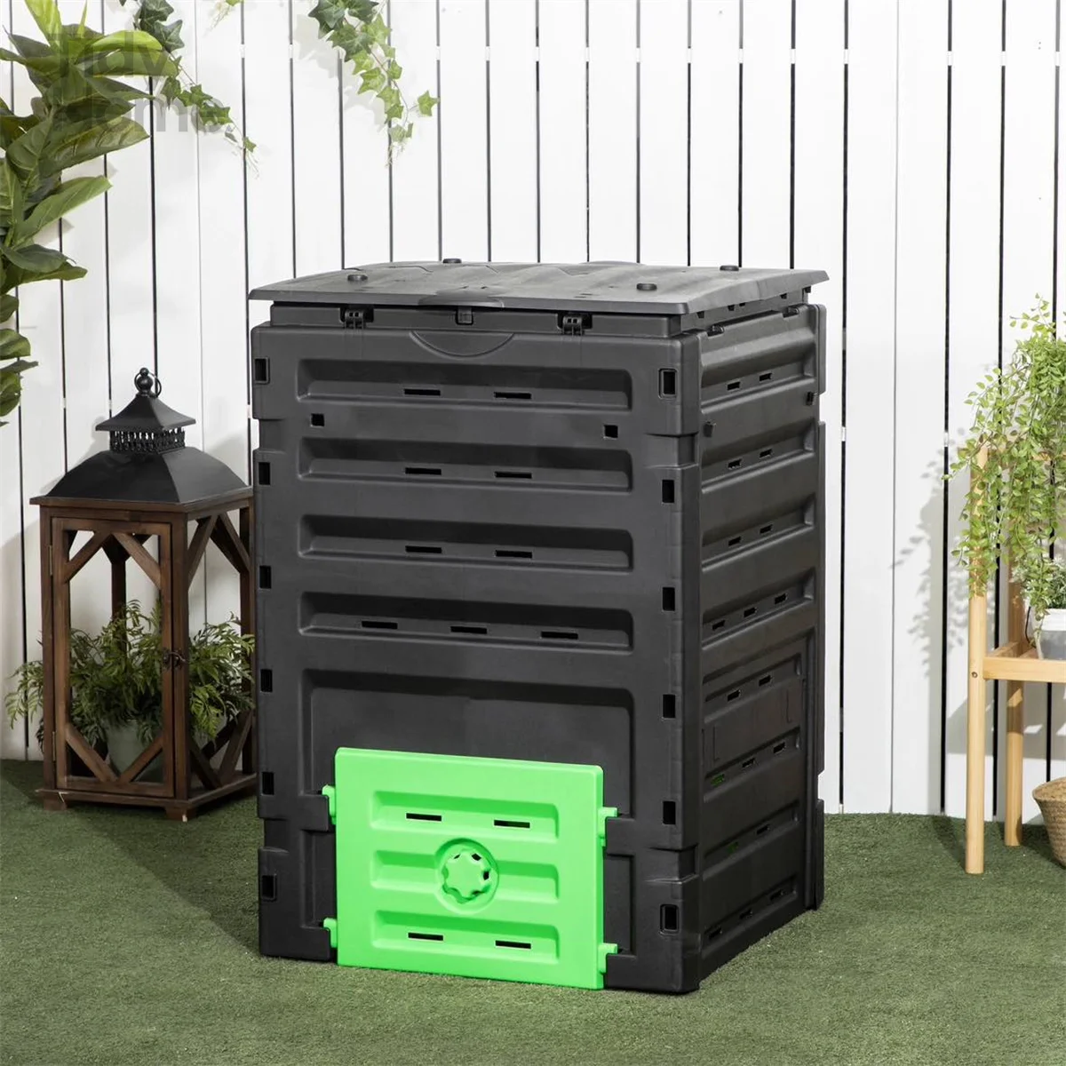 

450L Garden Compost Bin with 2 Sliding Doors,Black earthworm composter compostadora jardín compact compost bins composter