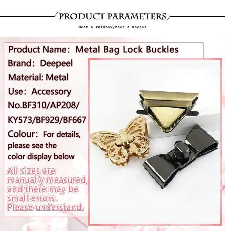 2Pcs Metal Bag Lock Buckles Turn Twist Locks for Women's Handbag Shoulder Bags Closure Latch Clasp DIY Hardware Accessories