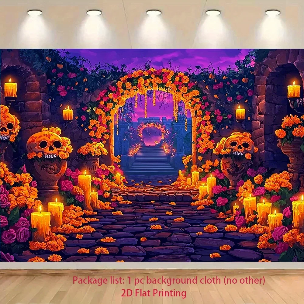 Skeleton Spirit Festival,multi-functional banner background fabric,enhance thefestive atmosphere of yourindoor andoutdoor events