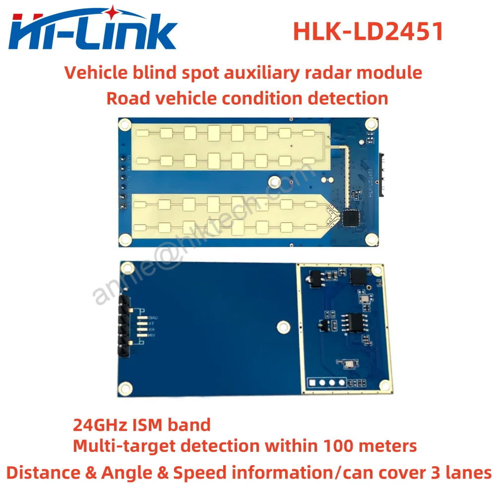 Hilink-Medición de velocidad de rango de vehículo LD2451, radar de onda milimétrica, HLK-LD2451, módulo de sensor de monitoreo de condición del