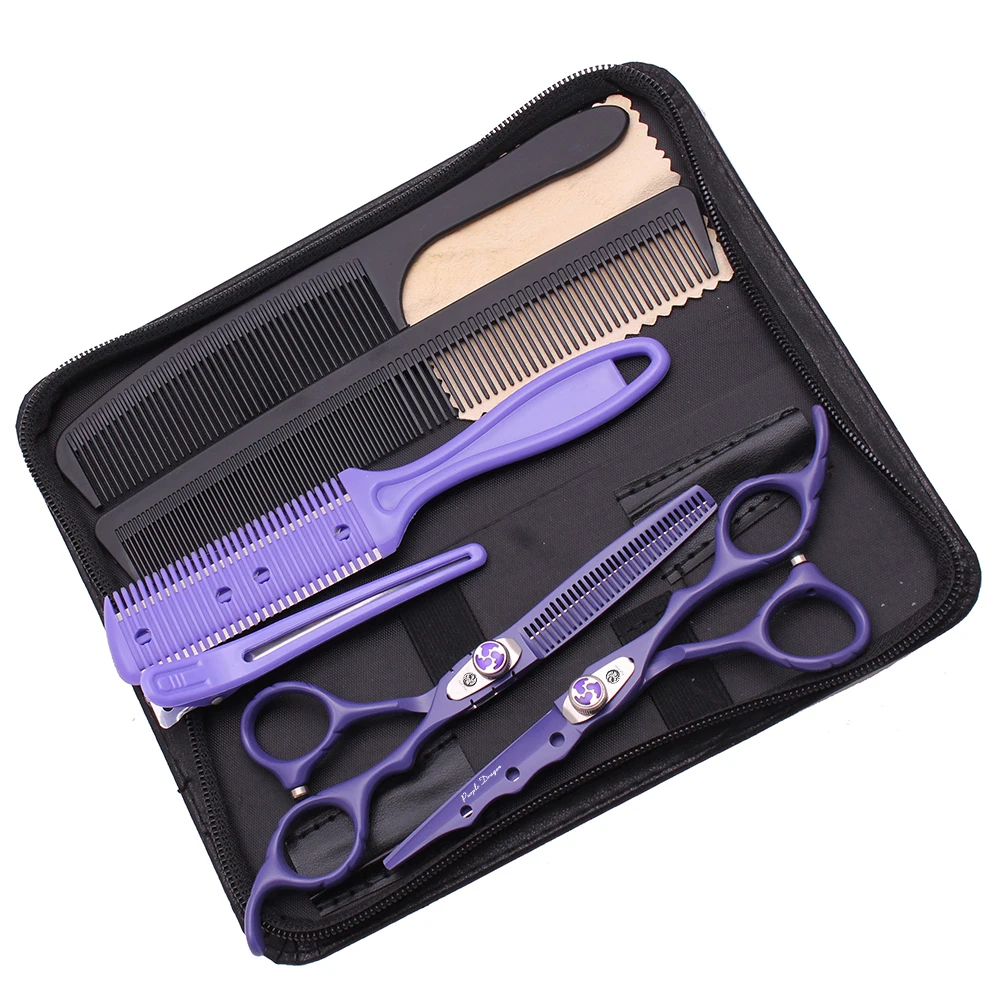 Professionelle Haarschere 6 Zoll Japan Edelstahl Haarschere Schwarz Haarschneideschere Rot Effilierschere Friseursalon Z1019 – Detail 9