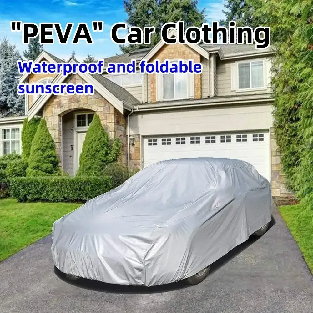 1pc Car Sunshade Cover PEVA Single-layer Car Dust Cover Waterproof Sunscreen Foldable Car Clothes Universal Automotive Products