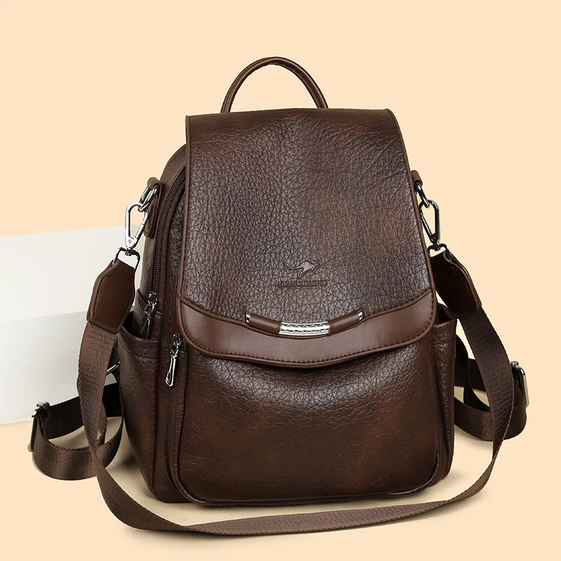 

New High quality women's backpack pu leather waterproof travel backpack for girl laptop bag schoolbag mochilas mujer femininas B