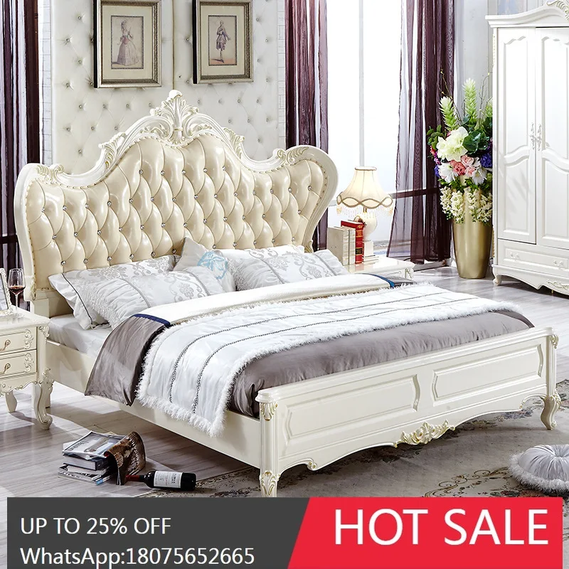 

MJY Solid Wood Bed European French Princess Wedding Bed