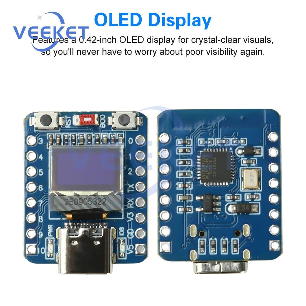 ESP32-C3 Development Board 0.42-Inch OLED Display Bluetooth 5.0 Type-C Interface for IoT Wearable Devices Smart Home Projects