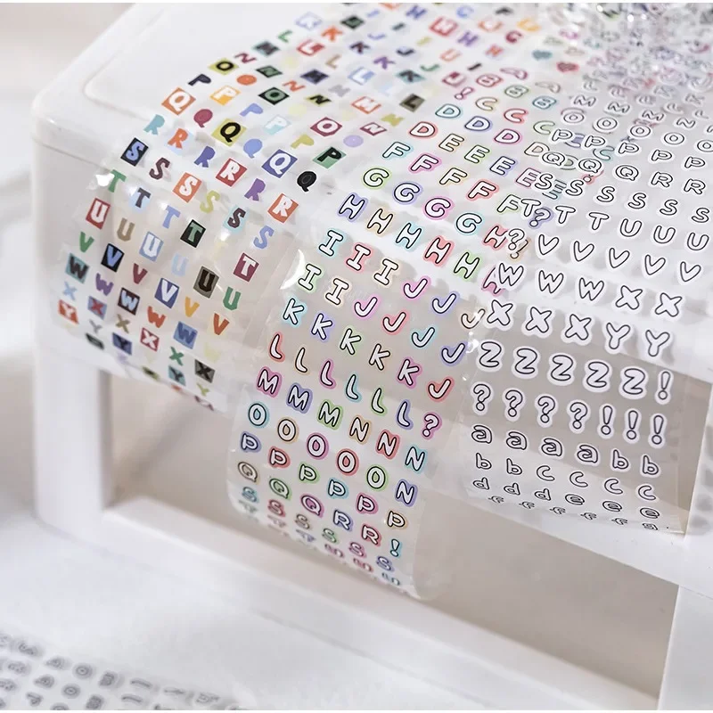 6 Style Can Be Selected 1Roll/bag Text Elements Die-cut Tape for DIY Handbook Notebook Glass Bottle Calendar Decoration