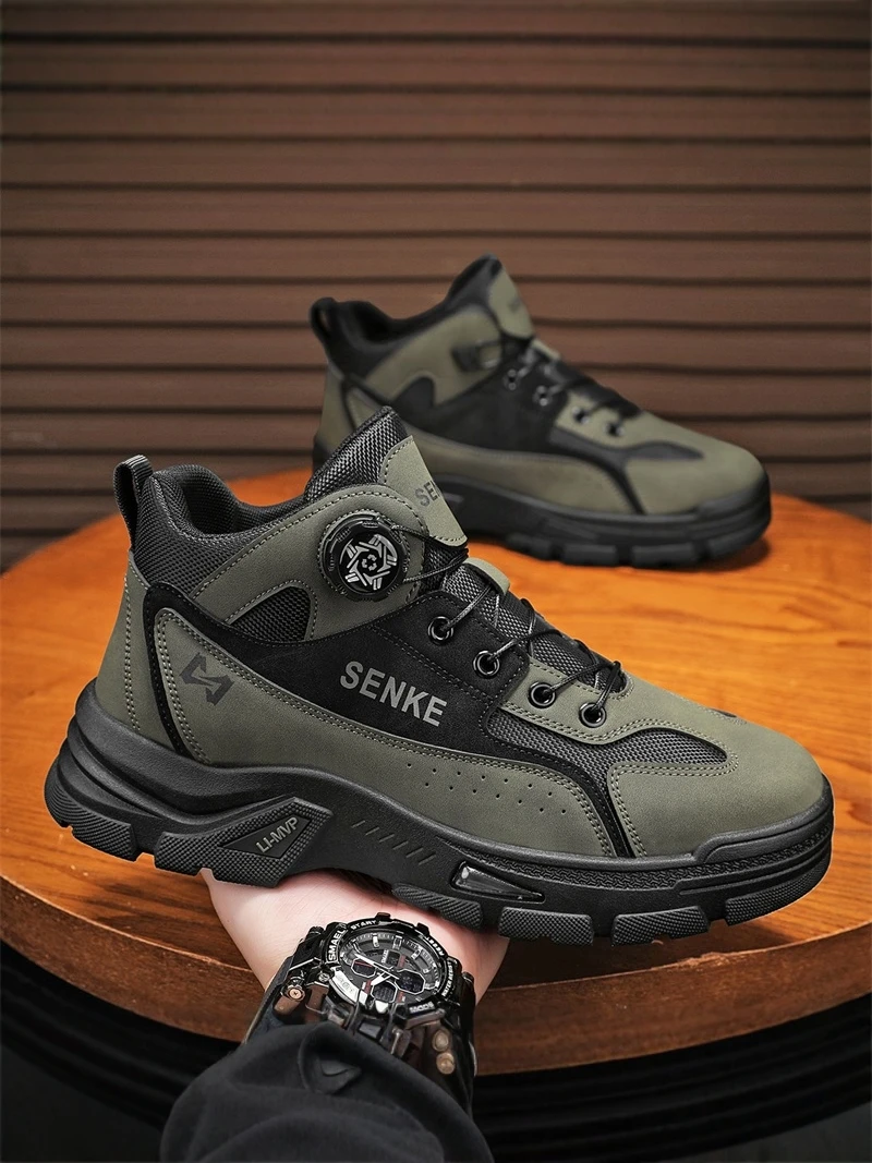 Men's Outdoor Climbing Sports Workwear  Boots Anti-slip Wear-resistant Labor Protection Fashion Shoes Rotation Buckle