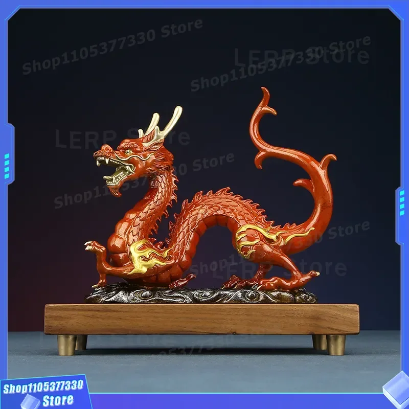 Brass Dragon Statue Zodiac Animal Figurine Home Entrance TV Cabinet Decoration Business Gift Store Front Desk Ornament World