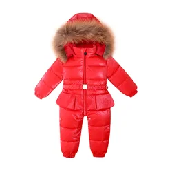 Russian Winter Snowsuit 2023 -30 Baby girl Clothes 80% Duck Down Jacket coat Outdoor Infant Girls clothing Kids Jumpsuit 1~4y