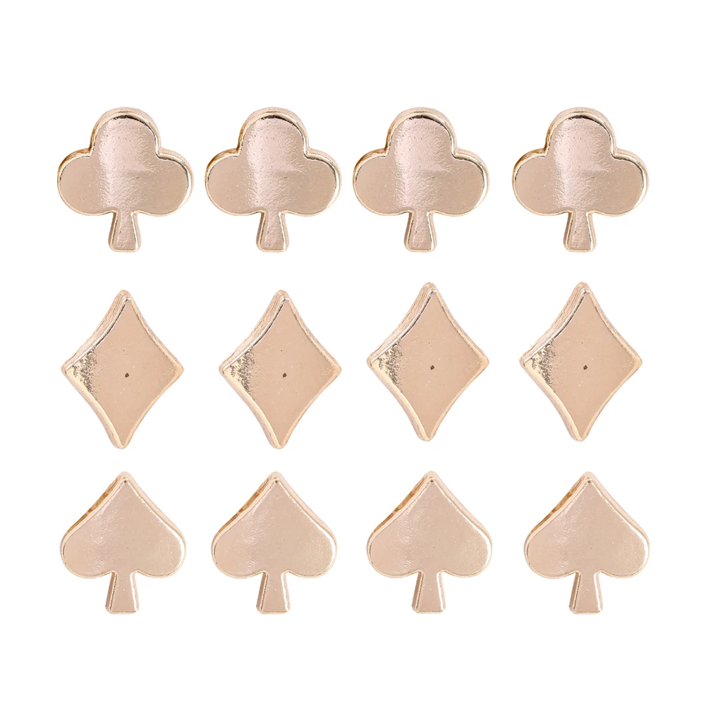 

4PCS Poker Metal Buttons Peach Heart Love Diamond Shaped Playing Cards Creative Personality Match Hand-stitched Buttons