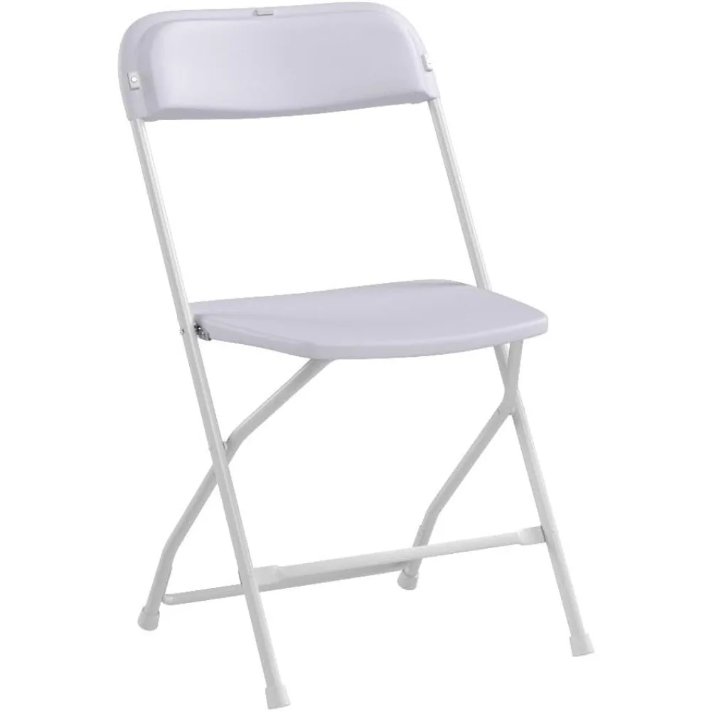 10 Pack White Plastic Folding Chair, Indoor Outdoor Portable Stackable Commercial Seat with Steel Frame 350lb. Capacity for Eve image 5