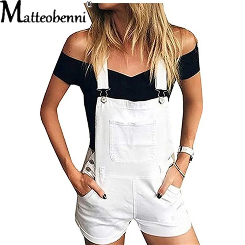 Salopette courte en denim pour femme, combinaison taille haute, salopette décontractée, salopette délavée, bretelles, été