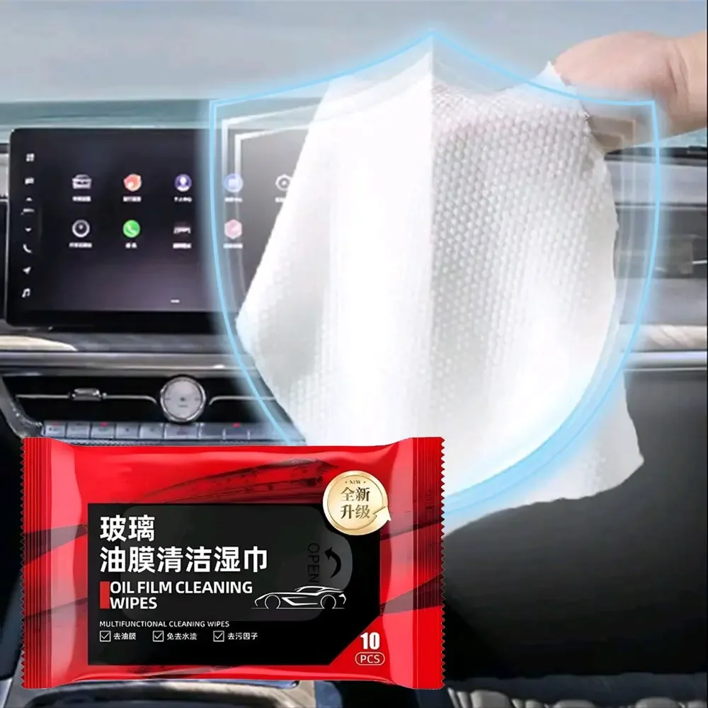 

10Pcs/Bag Car Glass Oil Film Removal Wipes Oil Film Cleaning Wipes Car Oil Stain Cleaner Vehicle Window Powerful Decontamination