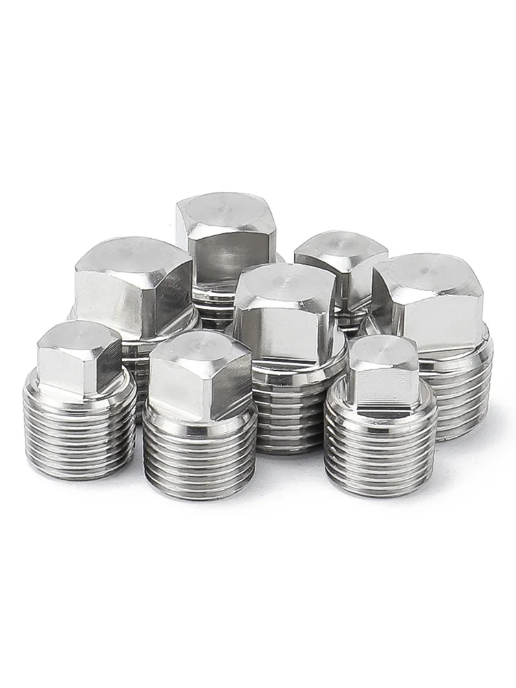 1 قطعة 1/8 "1/4" 3/8 "1/2" 3/4 "1-1/4" 1-1/2 "2" Pt Npt ذكر 304 الفولاذ المقاوم للصدأ مربع سدادة طرفية غطاء وصلة أنابيب #6
