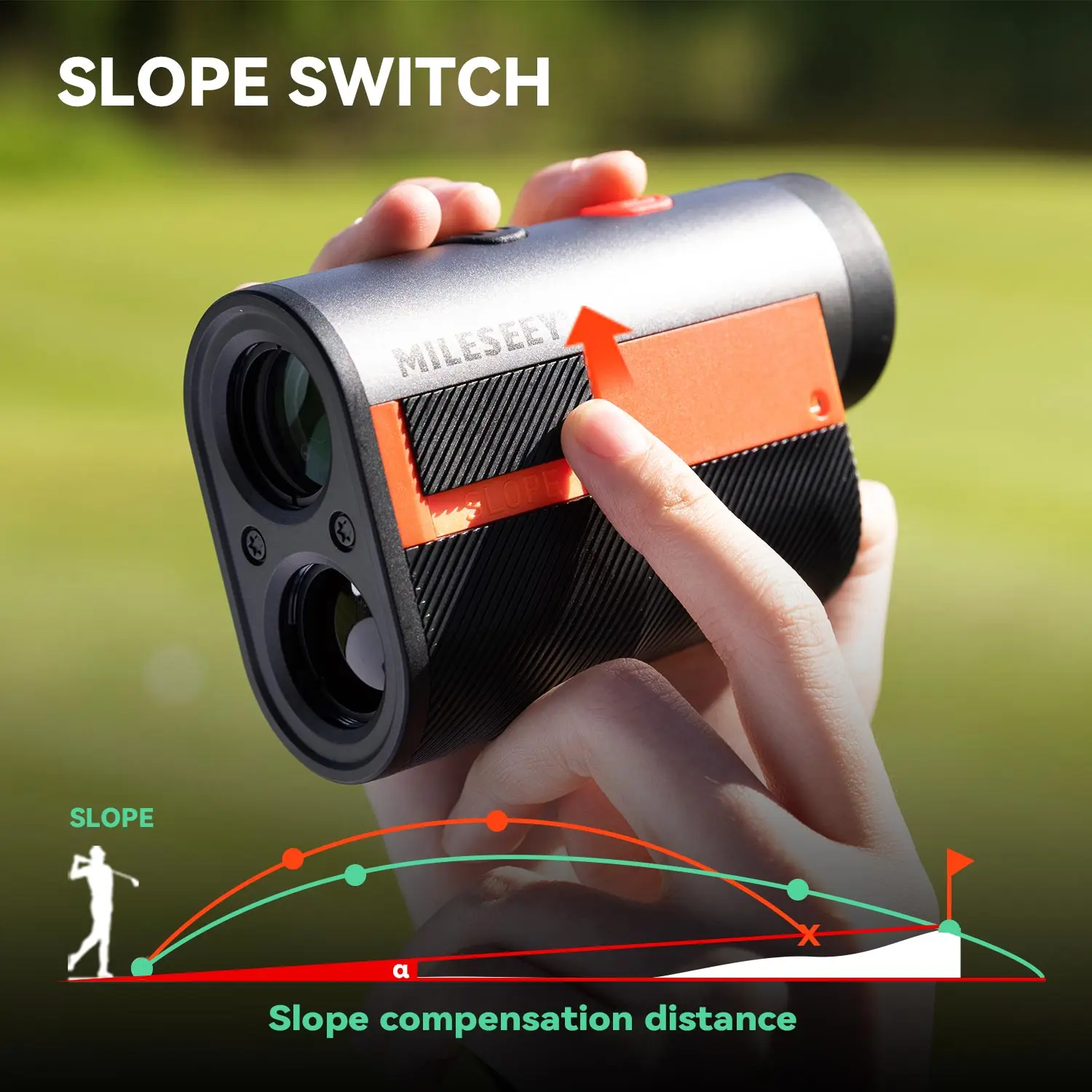 MILESEEY Range Finder GPF12,Professional Rangefinder with Bite Magnetic Mount, Flag Lock,Vibration, Slope Switch,Fast Delivery