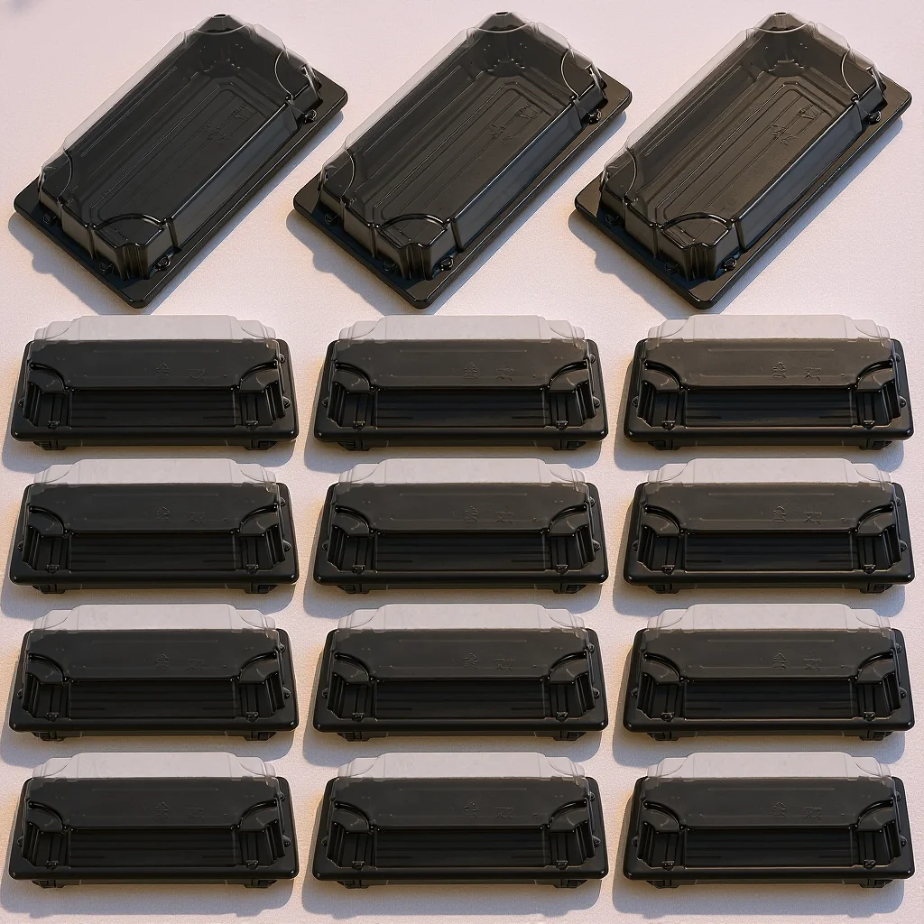 

Disposable Pulp Sushi Boxes 50 100 PCS with Lids Japanese Style Food Packaging Take Out Containers for Dessert Cake Fruit