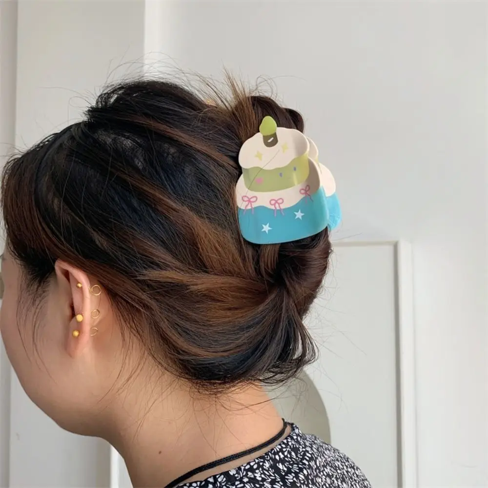 Sweet Birthday Cake Bow Cake Hair Grab Dessert Hairpin Cartoon Hair Claw Headwear Geometry Acetic Acid Shark Clip Girls