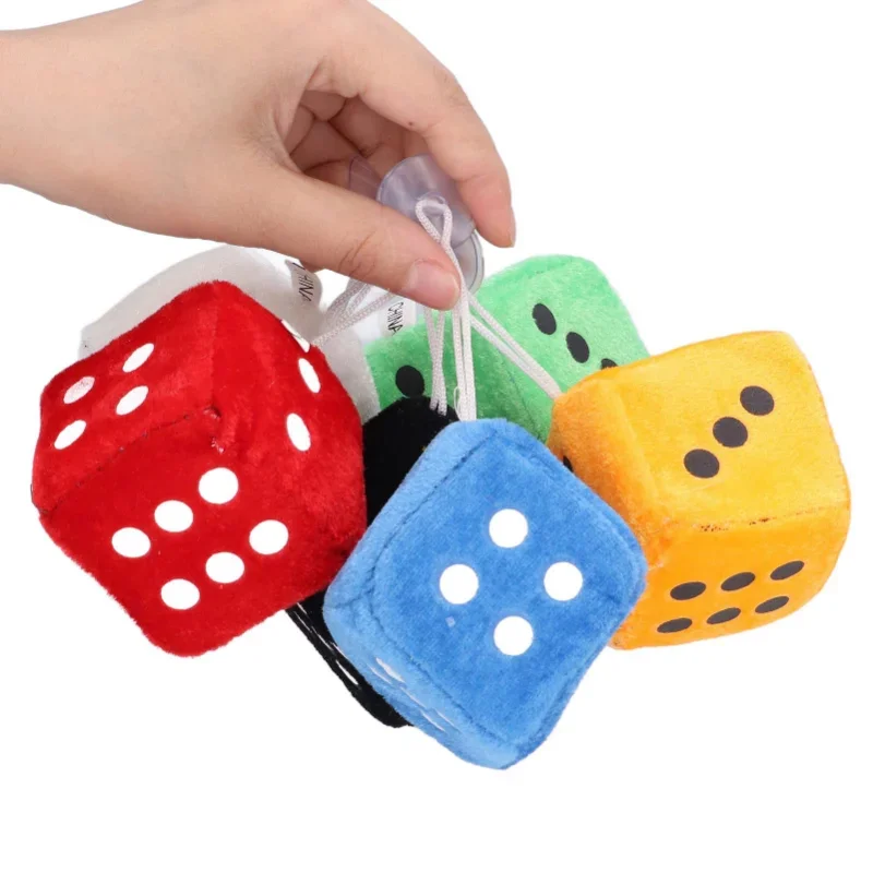 Colorful Plush Dices Car Hanging Pendant Dice Auto Rearview Mirror Styling Charm Ornaments Car Interior Decoration Accessories