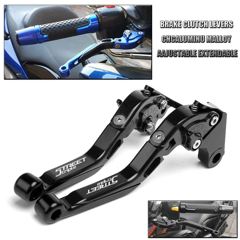 For 765 Street Triple S (Not RS version) 2017-2023 WITH LOGO Adjustable Motorcycle Folding Extendable Brake Clutch Lever