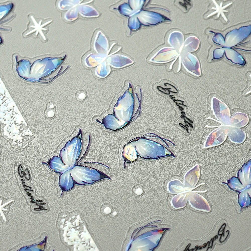 Decorazioni adesive per adesivi per unghie con farfalla multicolore 3D Summer Glow per unghie e unghie dei piedi