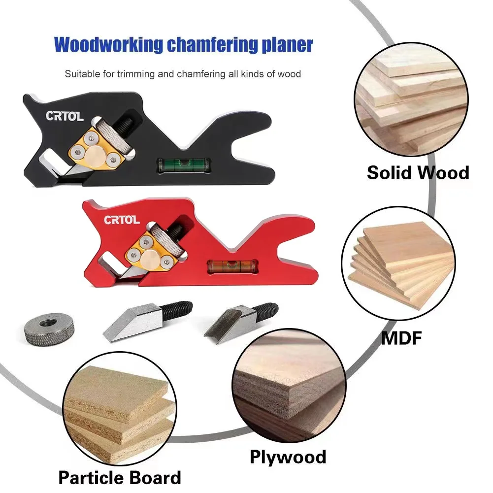 CRTOL Woodworking Manual Edge Corner Planer 45 Derajat Bevel Fillet 1/4 Round Bevel Chamfering dan Pemangkasan dengan Kepala Pemotong