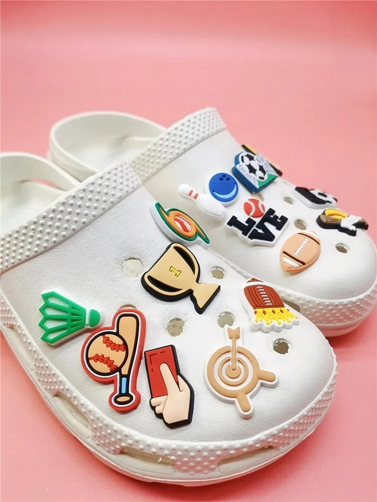 Kawaii Football Tennis Sports PVC Shoe Charms Garden Shoes Diy Accessories Clog Shoes Buckle Decorations Adult Kids Party Gifts