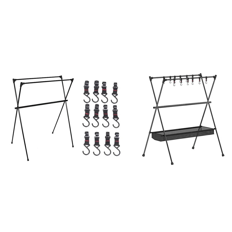 Three-Bar Frame Camping Rack Folding Ultra-Light Camping Tripod Travel Sundries Hanger 50X68x88cm