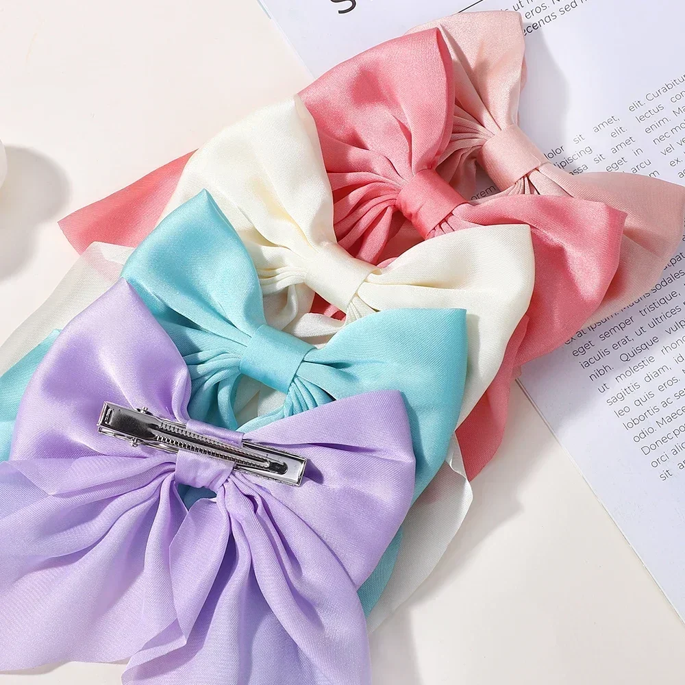 10pcs 2.7'' Satin Bowknot Hair Clips for Women Girls Elegant Hairpins Bow Barrettes Headwear Ponytail Hair Accessories Gifts