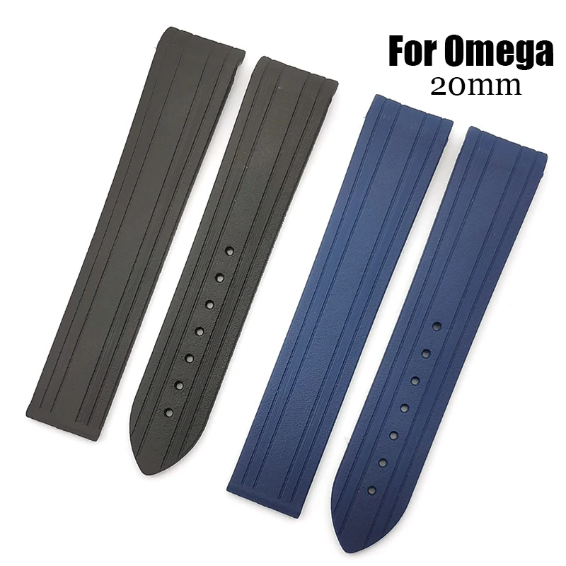 Rubber Watch Strap for Omega for Seamaster 300 Watchband High-Quality Watch Band Folding Clasp Men Curved End Watch Accessories