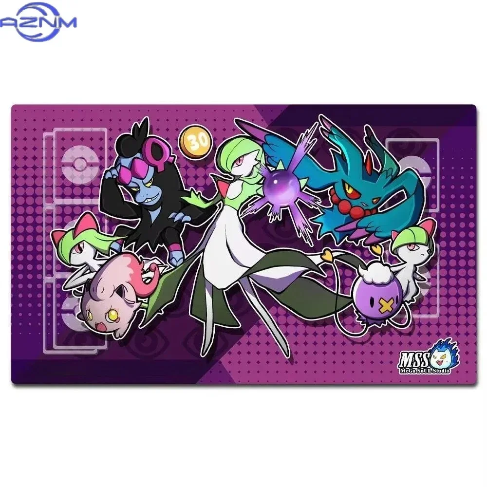 Black Team Rocket Red R Logo Pokemon Trading Card Game Playmat Mouse Pad Tabletop Card Battle Mat for Gaming