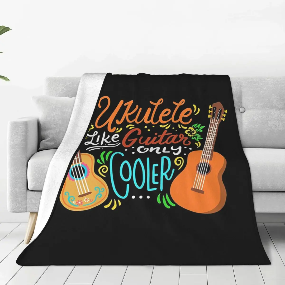 Ukulele Like Guitar Only Cooler Music Musician Blankets Soft Warm Flannel Throw Blanket Cover for Bed Travel Home Sofa