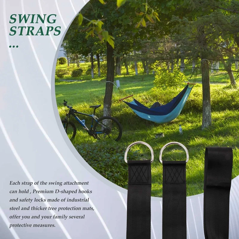 Swing Attachment Holds Attachment Swing Suspension Strap Kit With 2 Carabiners And D-Rings With 2 Tree Protection Pads