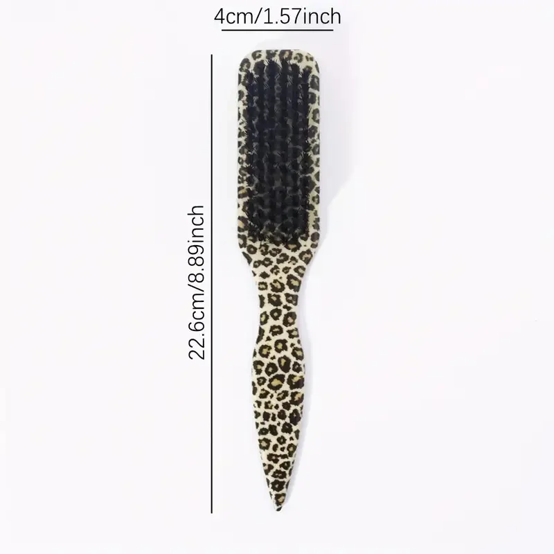 Leopard Print Boar Bristle Slick Back Hair Brush Slick Back Hair Styling Brush Combs for Sleek Ponytail Bun and Smoothing Hairs