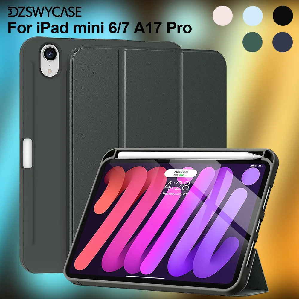 For iPad Mini 7 A17 Pro Case 2024, for iPad Mini 6 Case 2021 with Pencil Holder, Cover for iPad Mini 7th/6th Generation 8.3 inch