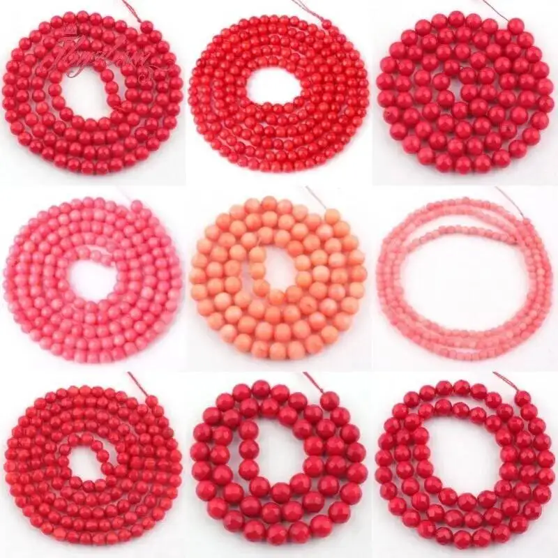 

Natural Coral Round Shape Stone Beads Spacer Strand 15" For Necklace Bracelets Jewelry Making DIY Loose Beads 2/3/4/6/8mm