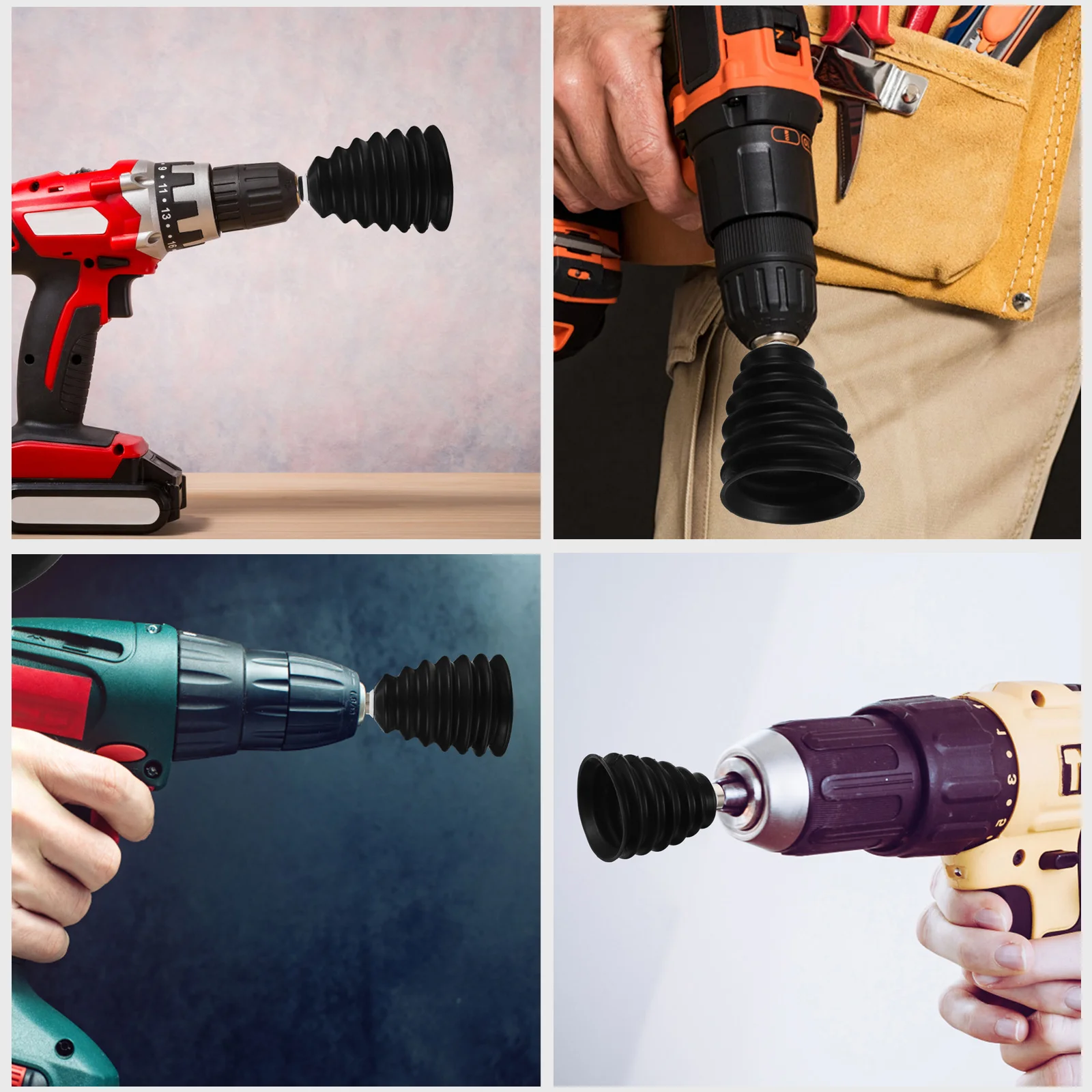 

4Pcs Dust proof Drill Cover for Electric Drill Shroud Scalable Design Silicone Material woodworking dust collector