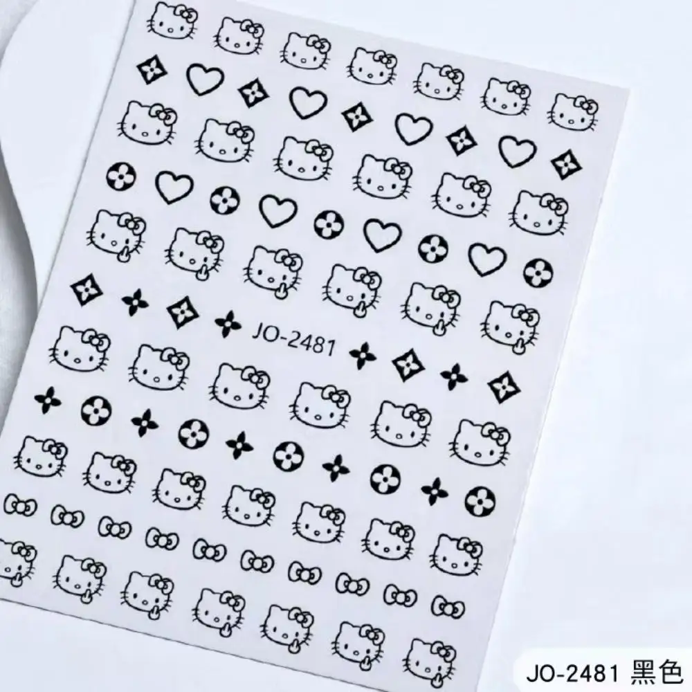 日本のネイルステッカーシート,1枚,かわいい,漫画,子猫,猫,ハート,装飾品付きデカール